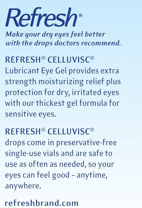 Refresh Celluvisc Lubricant Eye Gel Drops, Single-Use Containers, 30 Count