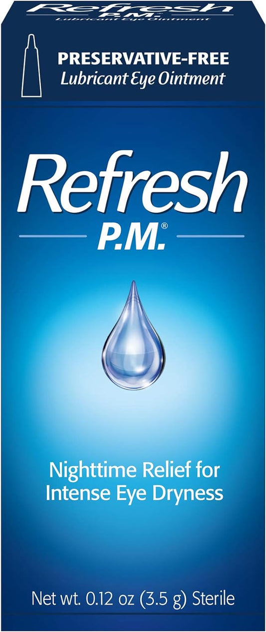 Refresh P.M. Lubricant Eye Ointment, Nighttime Relief, Preservative-Free, 0.12 Oz Sterile