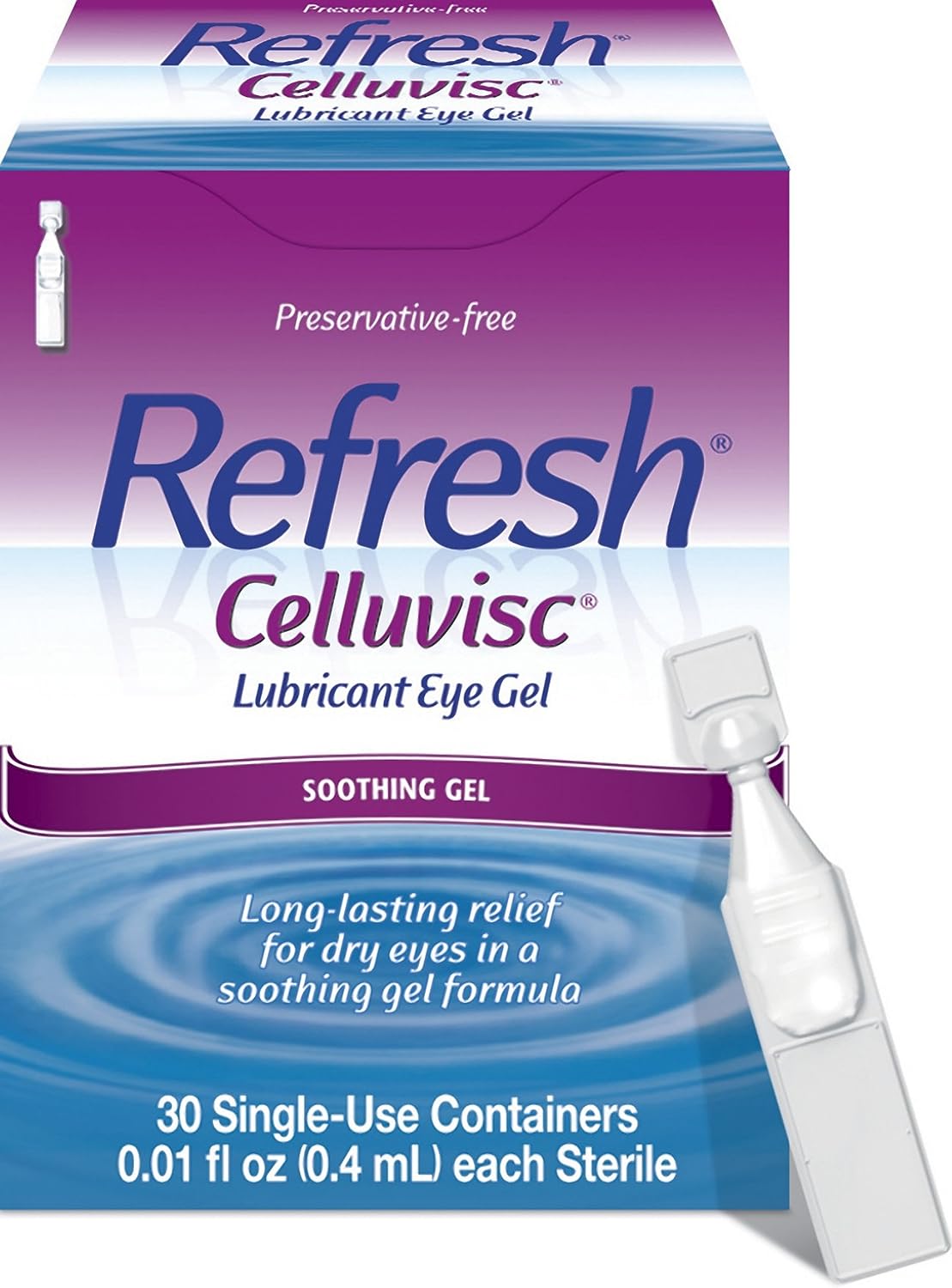 Refresh Celluvisc Lubricant Eye Gel Drops, Single-Use Containers, 30 Count