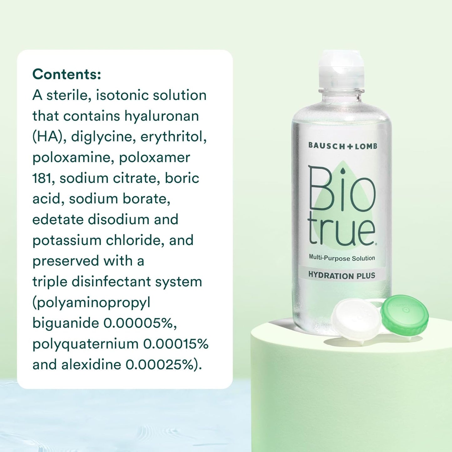 Biotrue Hydration Plus Contact Lens Solution, Multi-Purpose Solution for Soft Contact Lenses, Lens Case Included, 10 FL OZ