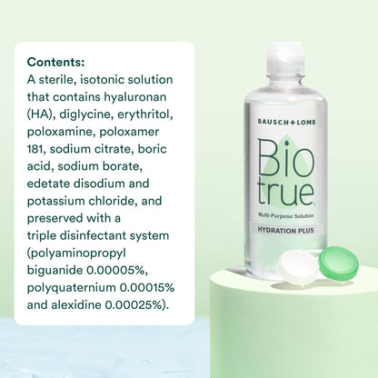 Biotrue Hydration Plus Contact Lens Solution, Multi-Purpose Solution for Soft Contact Lenses, Lens Case Included, 10 FL OZ