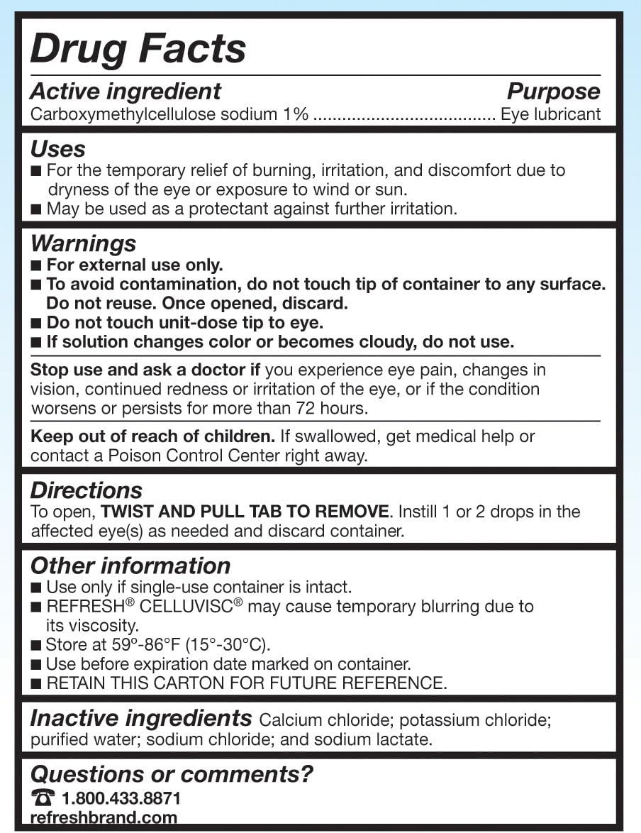 Refresh Celluvisc Lubricant Eye Gel Drops, Single-Use Containers, 30 Count