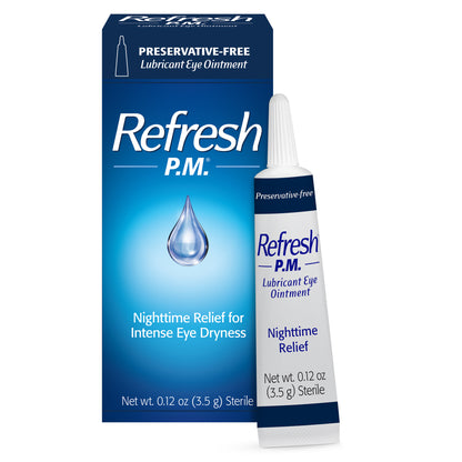 Refresh P.M. Lubricant Eye Ointment, Nighttime Relief, Preservative-Free, 0.12 Oz Sterile