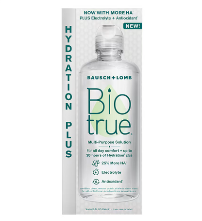 Biotrue Hydration Plus Contact Lens Solution, Multi-Purpose Solution for Soft Contact Lenses, Lens Case Included, 10 FL OZ