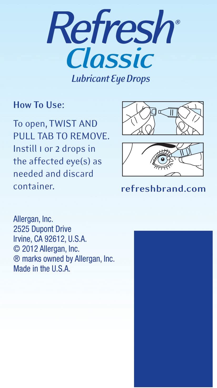 Refresh Classic Lubricant Eye Drops, Preservative-Free, 0.01 Fl Oz Single-Use Containers, 30 Count