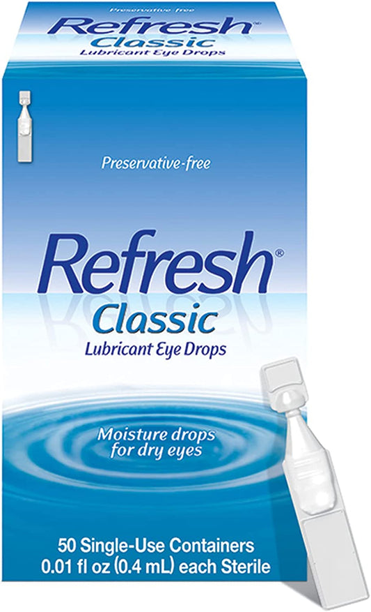 Refresh Classic Lubricant Eye Drops, Preservative-Free,0.01 Fl Oz Single-Use Containers, 50 Count