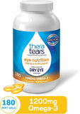 TheraTears 1200mg Omega 3 Supplement for Eye Nutrition, Organic Flaxseed Triglyceride Fish Oil and Vitamin E, 90 Count