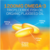 TheraTears 1200mg Omega 3 Supplement for Eye Nutrition, Organic Flaxseed Triglyceride Fish Oil and Vitamin E, 90 Count