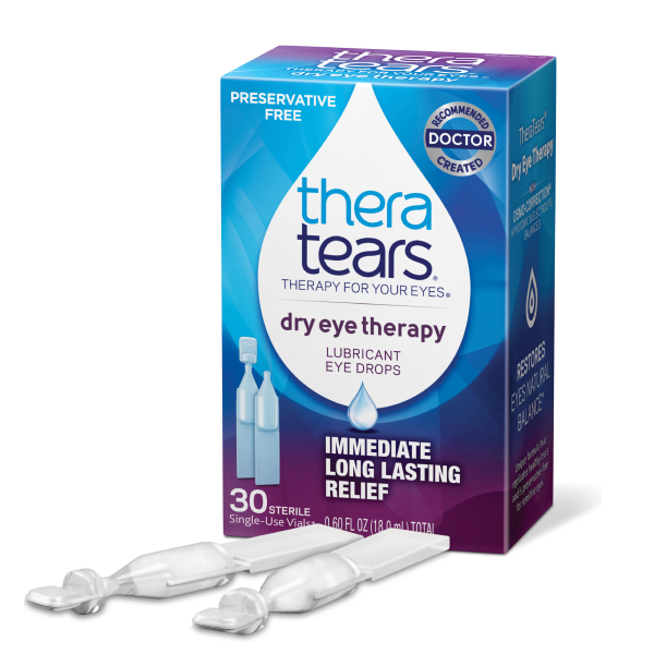 TheraTears Dry Eye Therapy Lubricating Eye Drops, Preservative Free, 30 Single-Use Vials