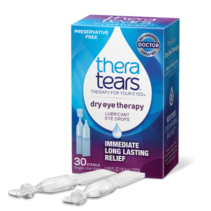 TheraTears Dry Eye Therapy Lubricating Eye Drops, Preservative Free, 30 Single-Use Vials