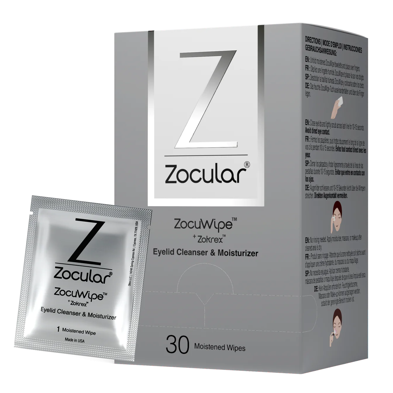 Zocuwipe Eyelid Wipes with Okra Complex 30 ct