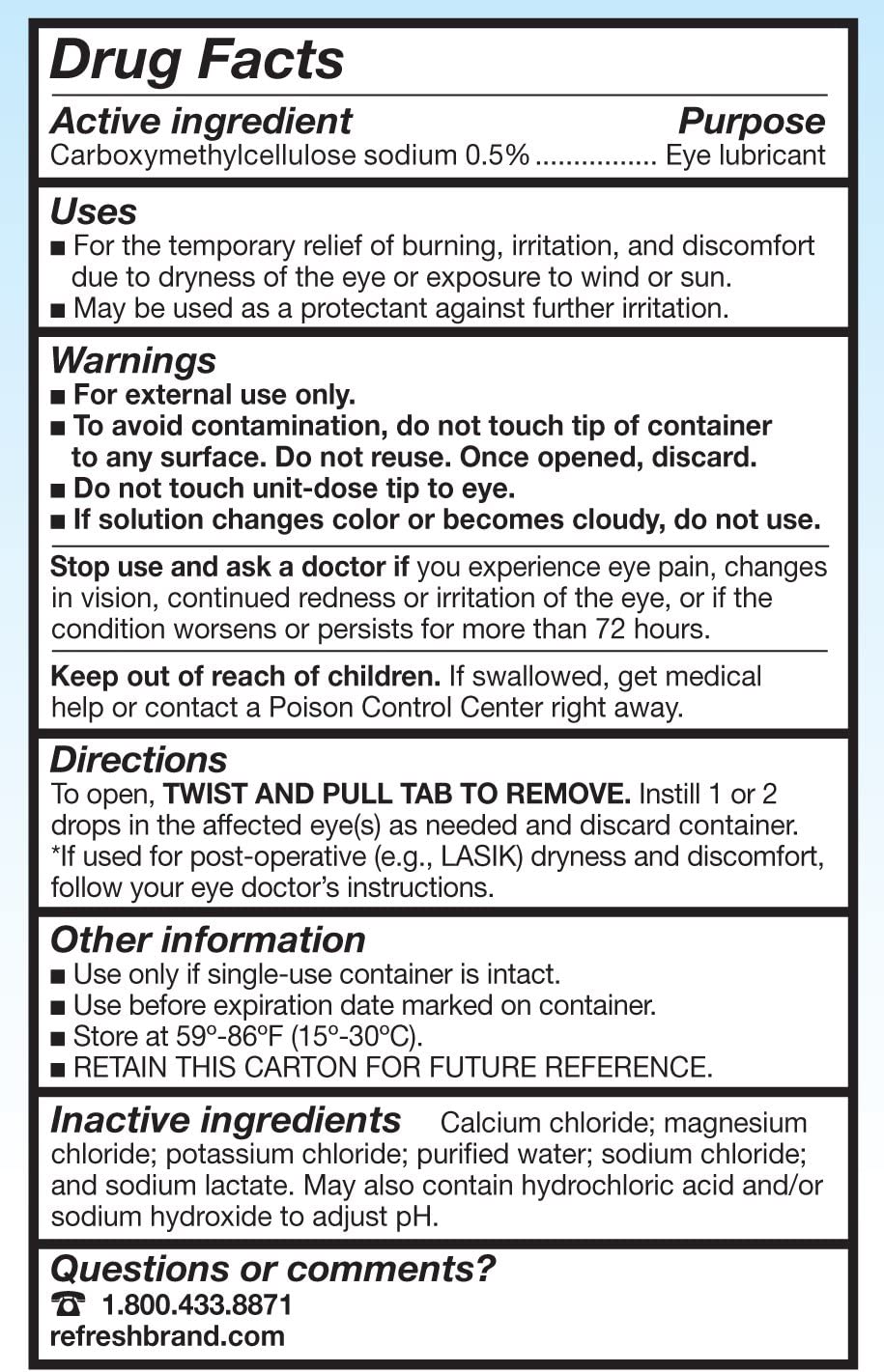 Refresh Plus Lubricant Eye Drops, Preservative-Free, 0.01 Fl 50 Count